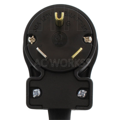 AC WORKS® [TT30L1430] 30A 125V NEMA TT-30P to NEMA L14-30R Rubber Extension Cord