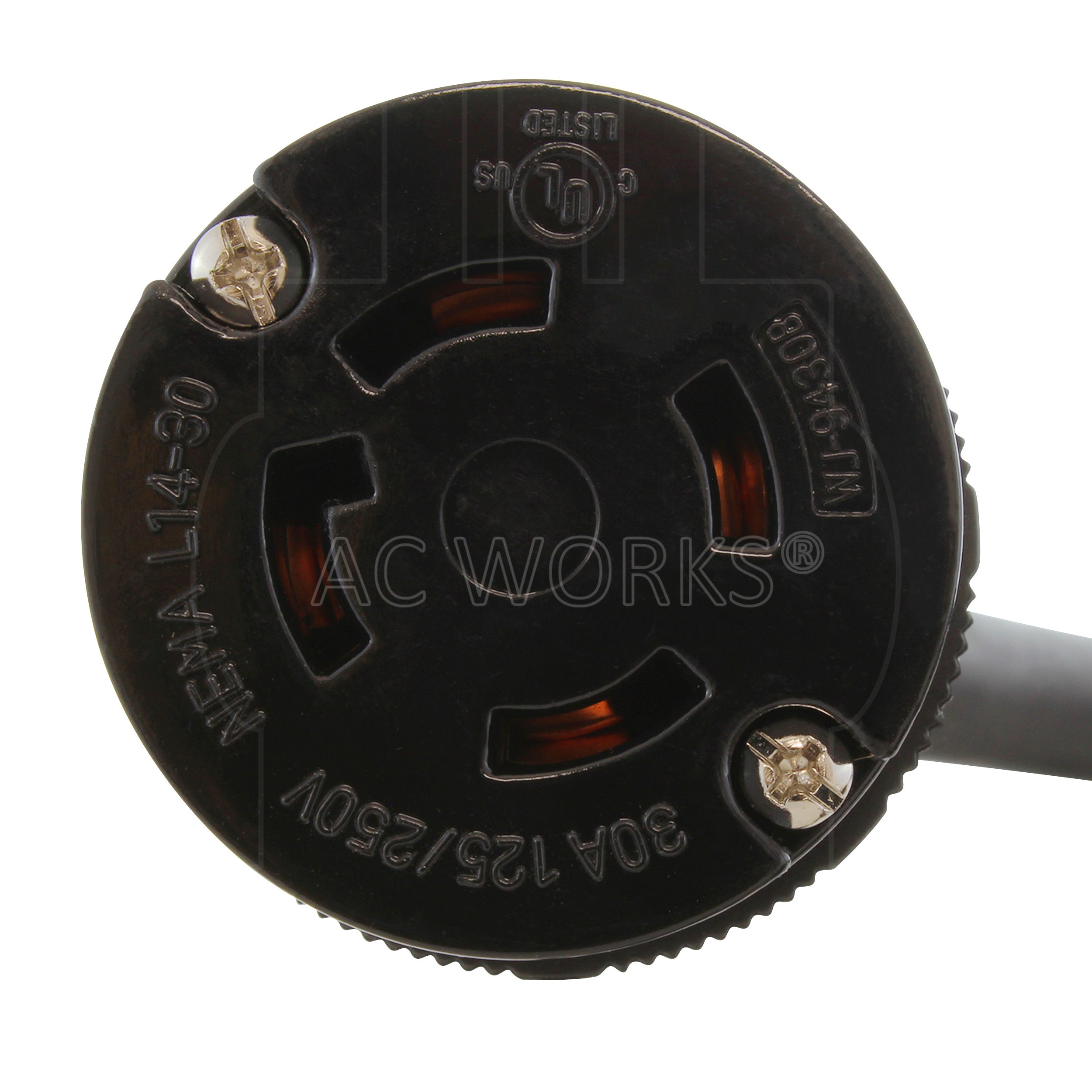 AC WORKS® [TT30L1430] 30A 125V NEMA TT-30P to NEMA L14-30R Rubber Extension Cord