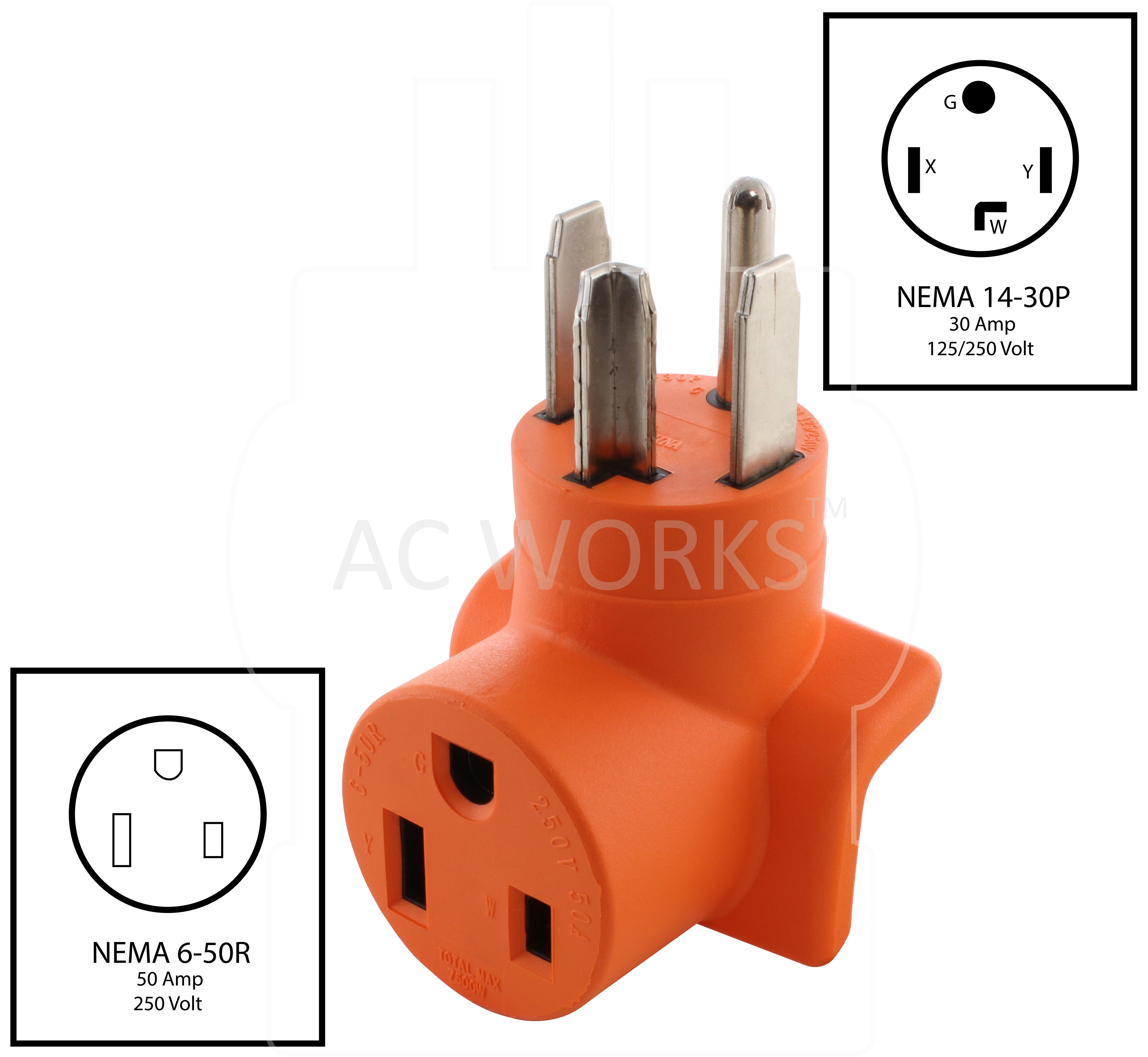 NEMA 14-30P to NEMA 6-50R welder adapter