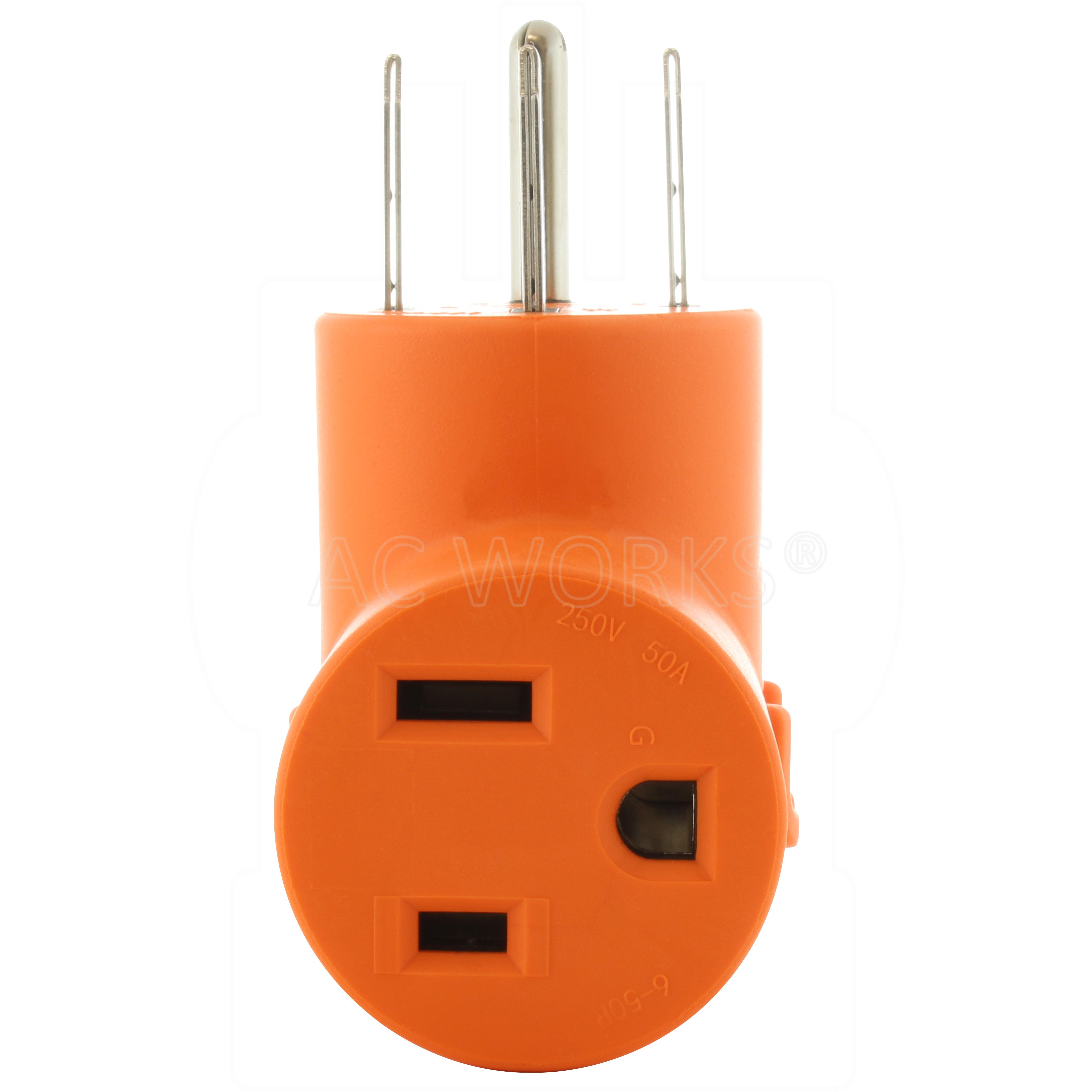 AC WORKS® [WD1450650] 50 Amp RV/ Range/ Generator 14-50 Plug to 6-50R 50Amp 250V Welder adapter