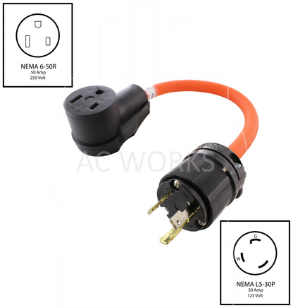 NEMA L5-30P to NEMA 6-50R welder adapter