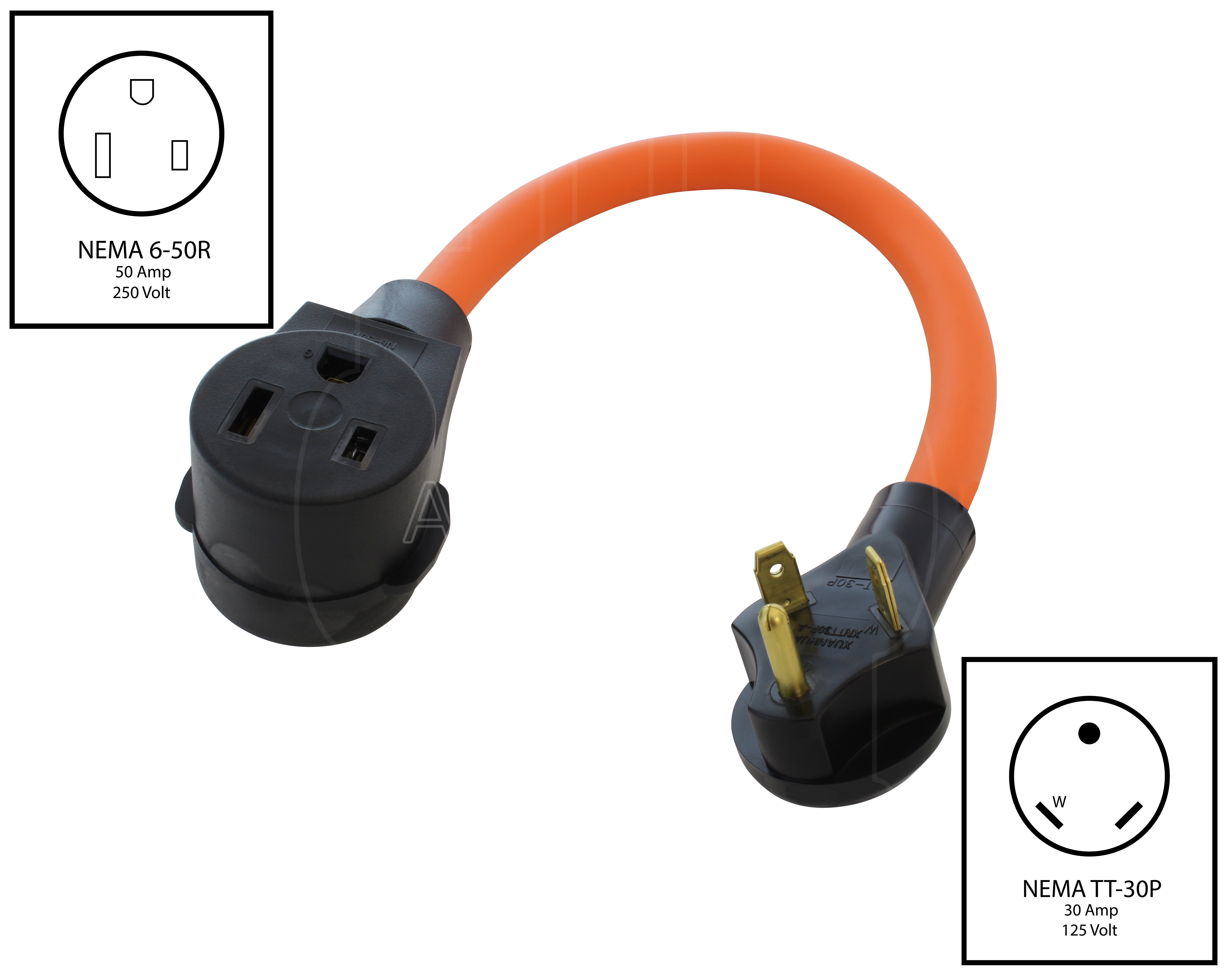 NEMA TT-30P to NEMA 6-50R welder adapter