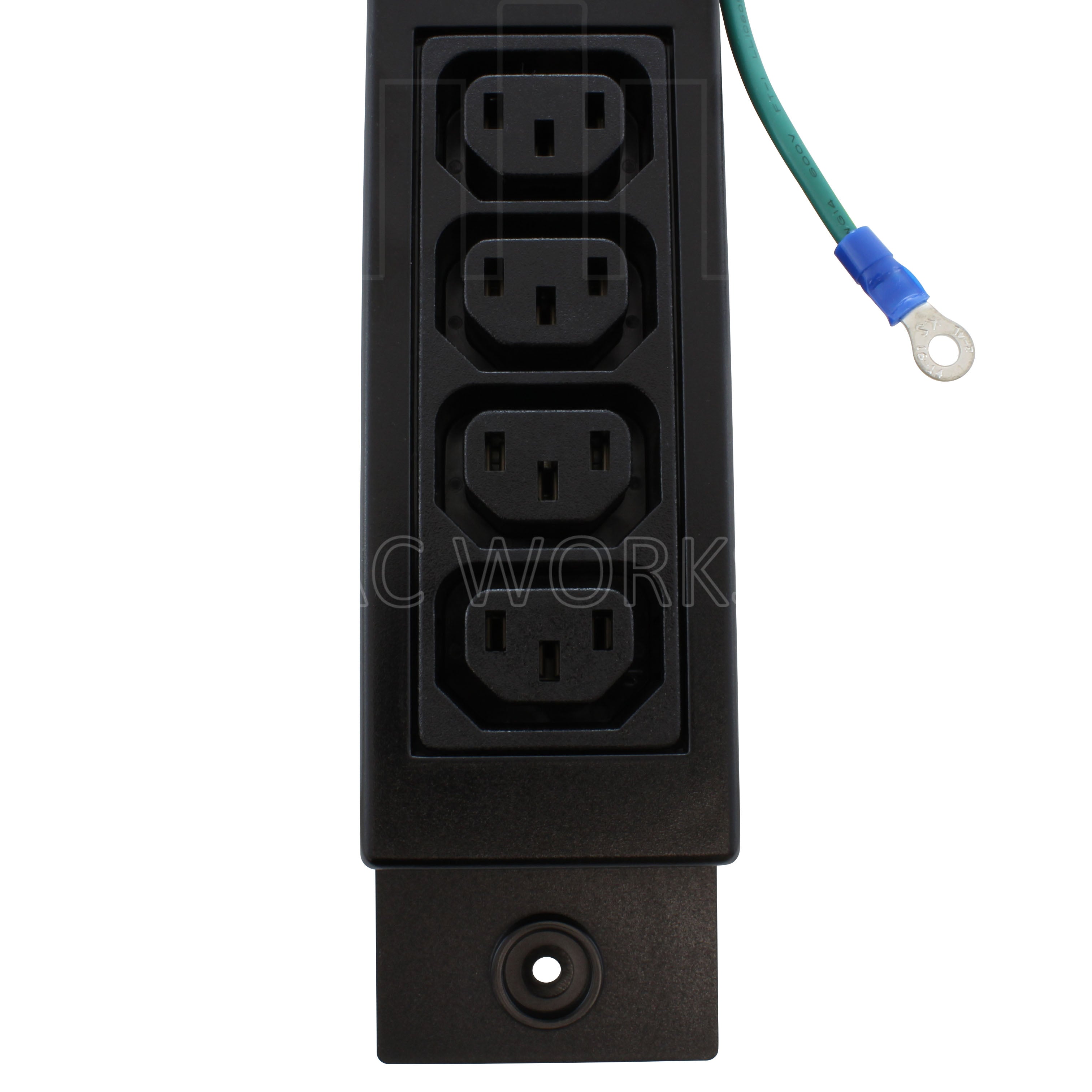 AC WORKS® [WS-045-0-4WG] PDU Power Strip IEC C14 Inlet to (4) IEC C13 (Sheet F) with Grounding