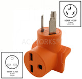 NEMA 10-30P to NEMA 6-30R, 1030 male plug to 630 female connector, 1030P to 630R, 3-prong dryer plug to 30 amp air conditioner, old style dryer to commercial HVAC