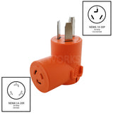 NEMA 10-30P 3-Prong Locking Dryer Plug to L6-20R Connector