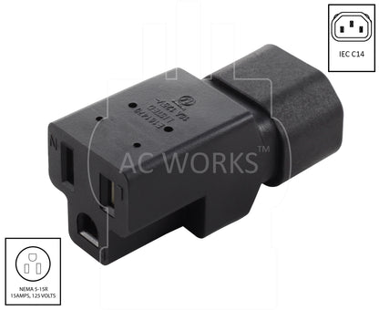 AC WORKS® [AD130] IEC C14/ SHEET E  to U.S. Household NEMA 5-15R Connector