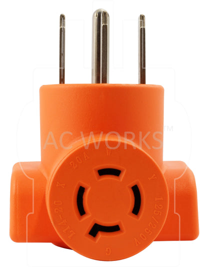 AD1450L1420, AC Works, AC Connectors, NEMA L14-20R, L14-20R, 1420, twist lock adapter, locking adapter, generator adapter