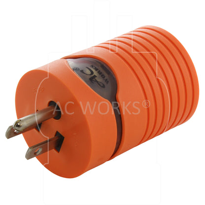 AC WORKS® [AD515L1430] Household Plug NEMA 5-15P to Generator 4 Prong L14-30R (Two hots bridged)