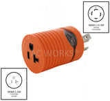 AC WORKS® [ADL1430520] L14-30P 30A 125/250V 4-Prong Plug - 5-15/20R Household 15/20A Connector