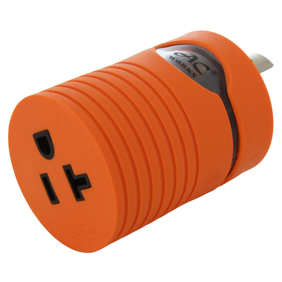 AC WORKS® brand orange barrel adapter with 3-prongs