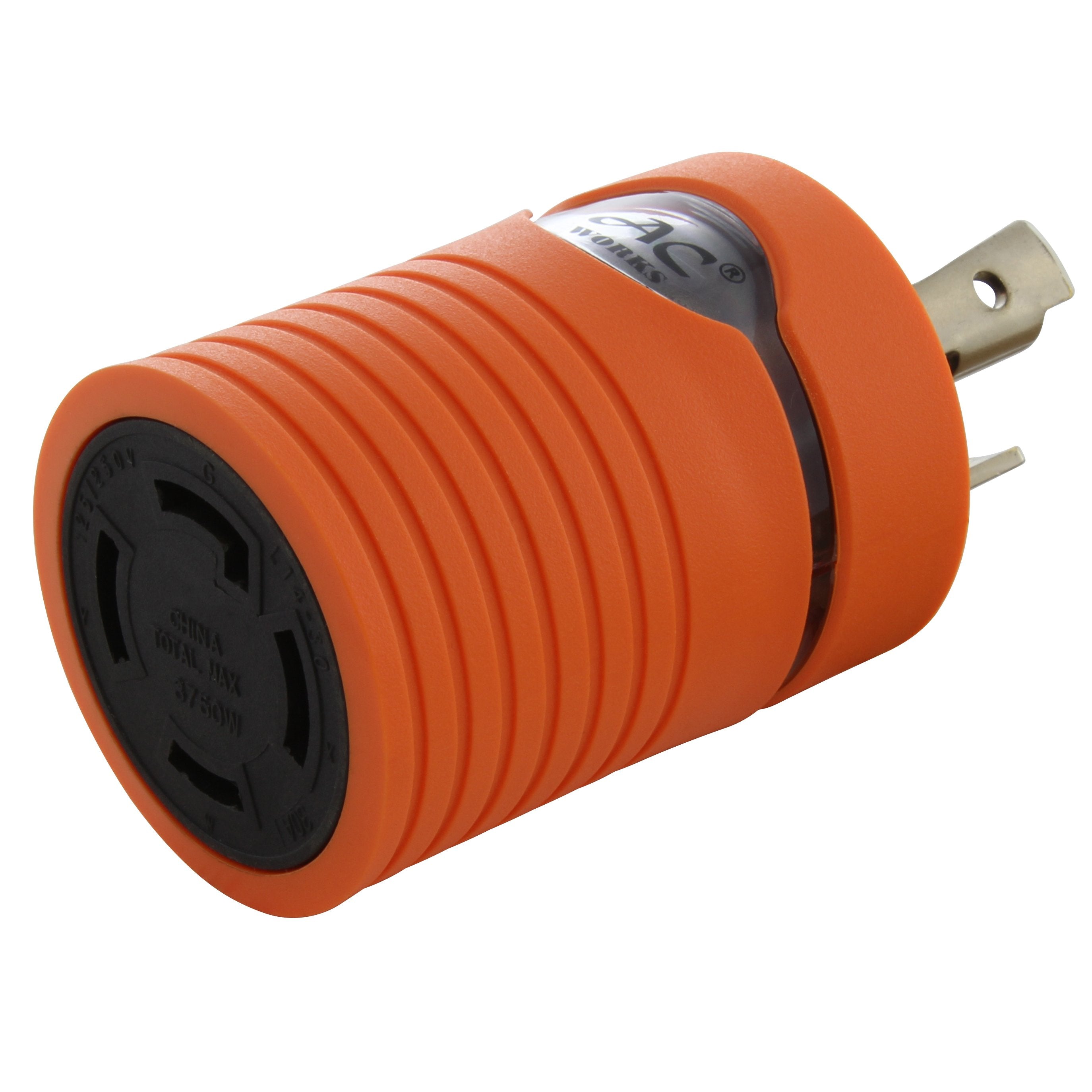 AC WORKS® [ADL530L1430] Adapter L5-30P to L14-30R (Hots Bridged) 30A 125V to 30A 125/250V