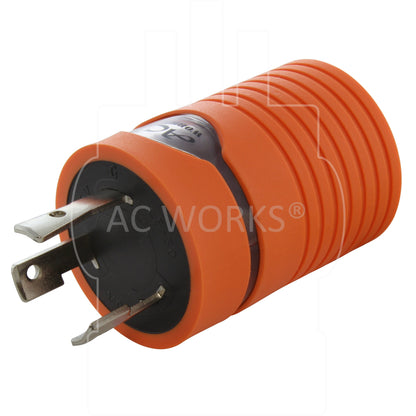 AC WORKS® [ADL530L1430] Adapter L5-30P to L14-30R (Hots Bridged) 30A 125V to 30A 125/250V