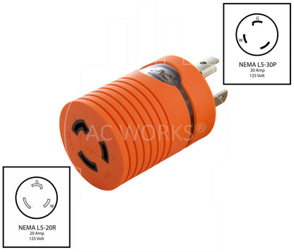 NEMA L5-30P to NEMA L5-20R 3-prong adapter