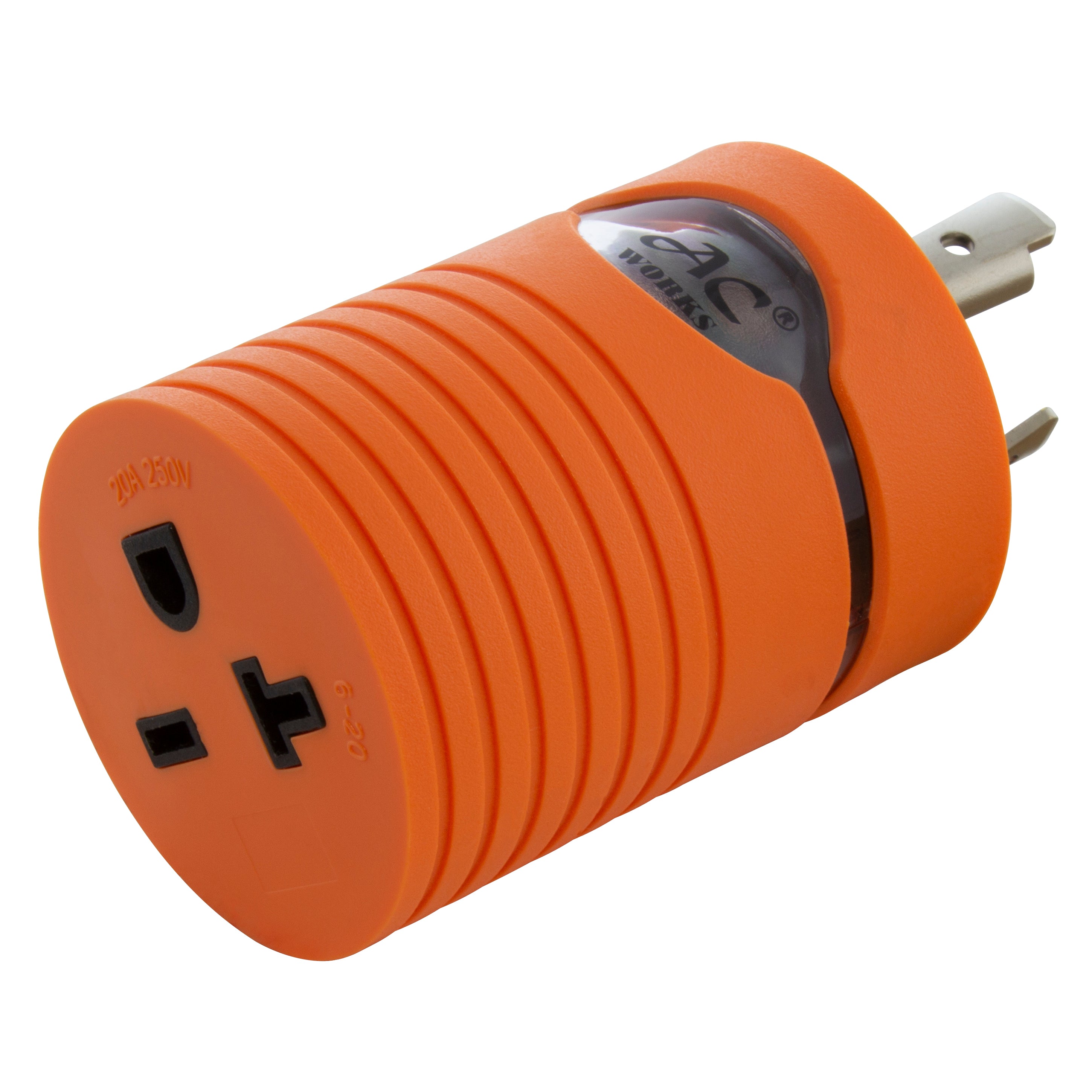 AC WORKS® [ADL620620] Adapter L6-20P 20A 250V Plug to NEMA 6-15/20R 15/20A 250V Connector with cCSAus Approval