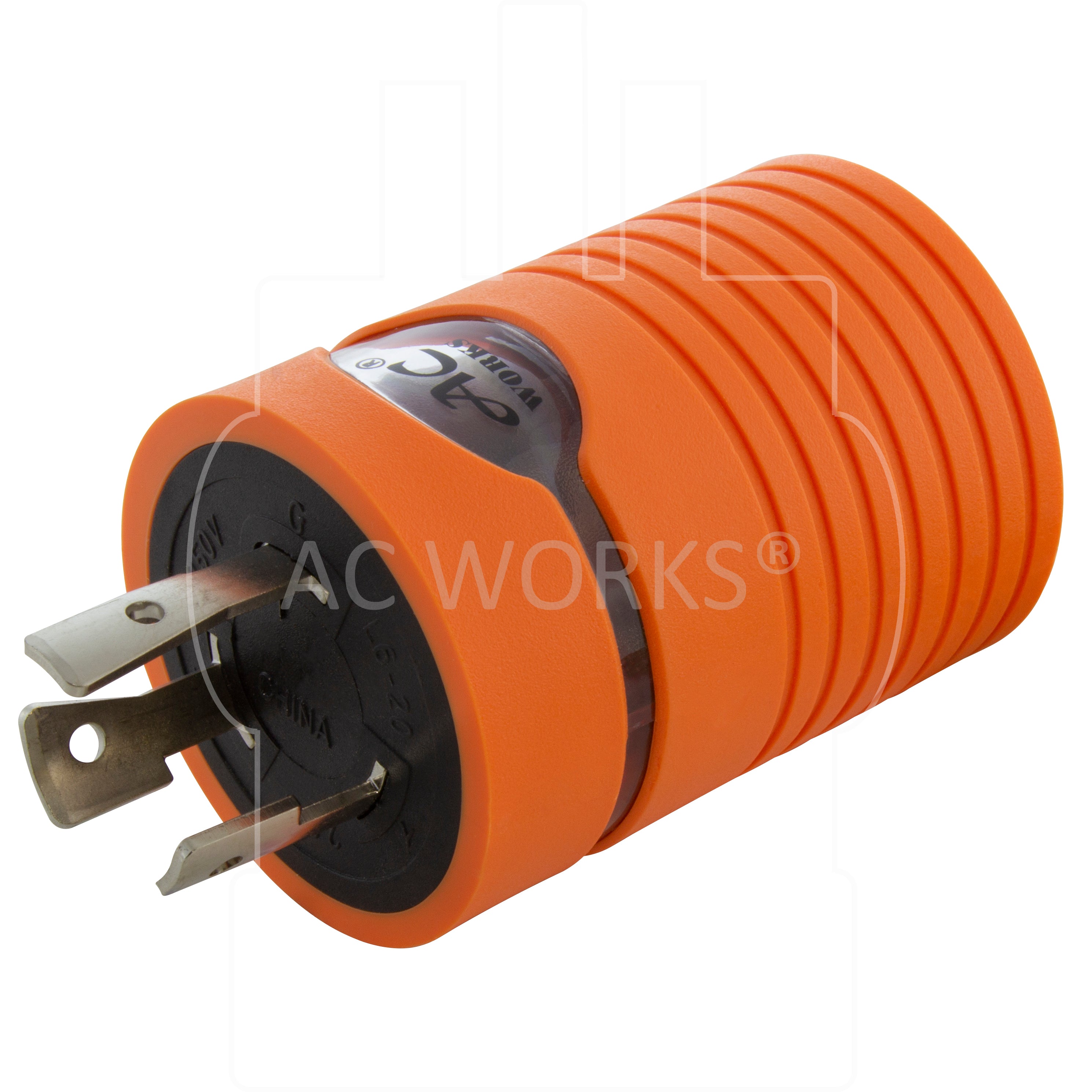 AC WORKS® [ADL620620] Adapter L6-20P 20A 250V Plug to NEMA 6-15/20R 15/20A 250V Connector with cCSAus Approval