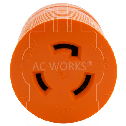 AC WORKS® [ADL630L620] Adapter L6-30P 30A 250V Plug to L6-20R 20A 250V Locking Connector with cCSAus Approval