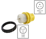 NEMA 5-15 to CS6364, 515 plug to CS6364, household plug to California Standard 6364, temp power adapter, yellow adapter