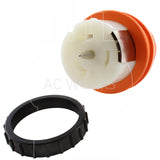 locking transfer switch connector, connector with ring, CS6364, California Standard 6364, 50 amp locking connector