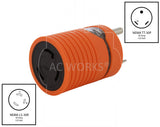 AC WORKS® [ADTTL530] Generator Adapter RV 30A TT-30P to L5-30R 30A 3-Prong Locking Connector