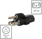 NEMA 5-15 plug to C13 connector
