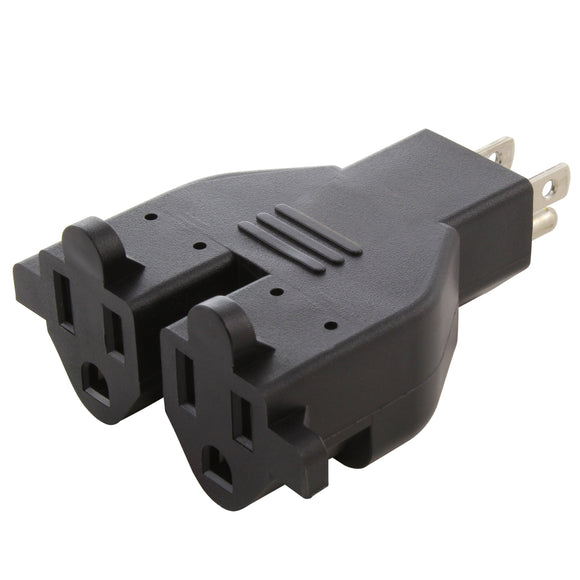AC WORKS® [ADV104] 3-Prong Heavy-Duty V-DUO Household Outlets Adapter