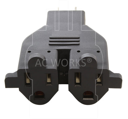 AC WORKS® [ADV104] 3-Prong Heavy-Duty V-DUO Household Outlets Adapter