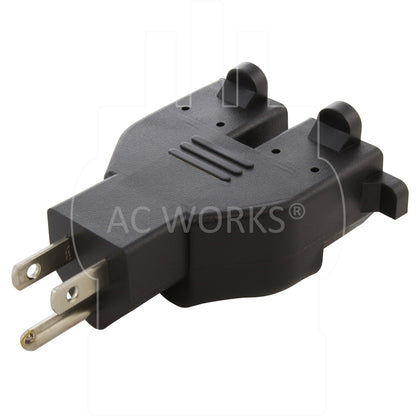 AC WORKS® [ADV104] 3-Prong Heavy-Duty V-DUO Household Outlets Adapter