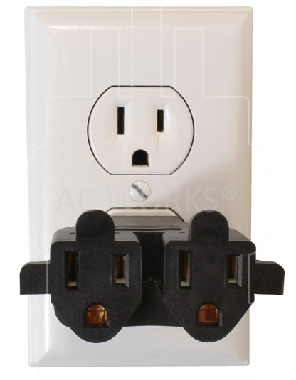 AC WORKS® [ADV104] 3-Prong Heavy-Duty V-DUO Household Outlets Adapter