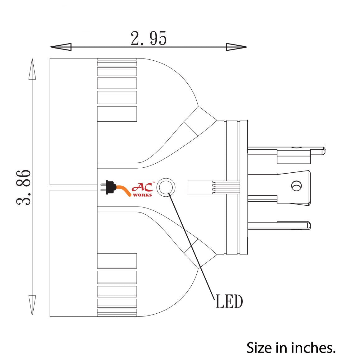 ADVL1420520, AC Works, AC Connectors, Orange adapter, v outlet adapter, duo adapter