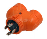 ADVL1430520, AC Works, AC Connectors, NEMA L14-30P, L14-30P, L1430P, L1430, 4 prong locking plug, 30 amp locking adapter