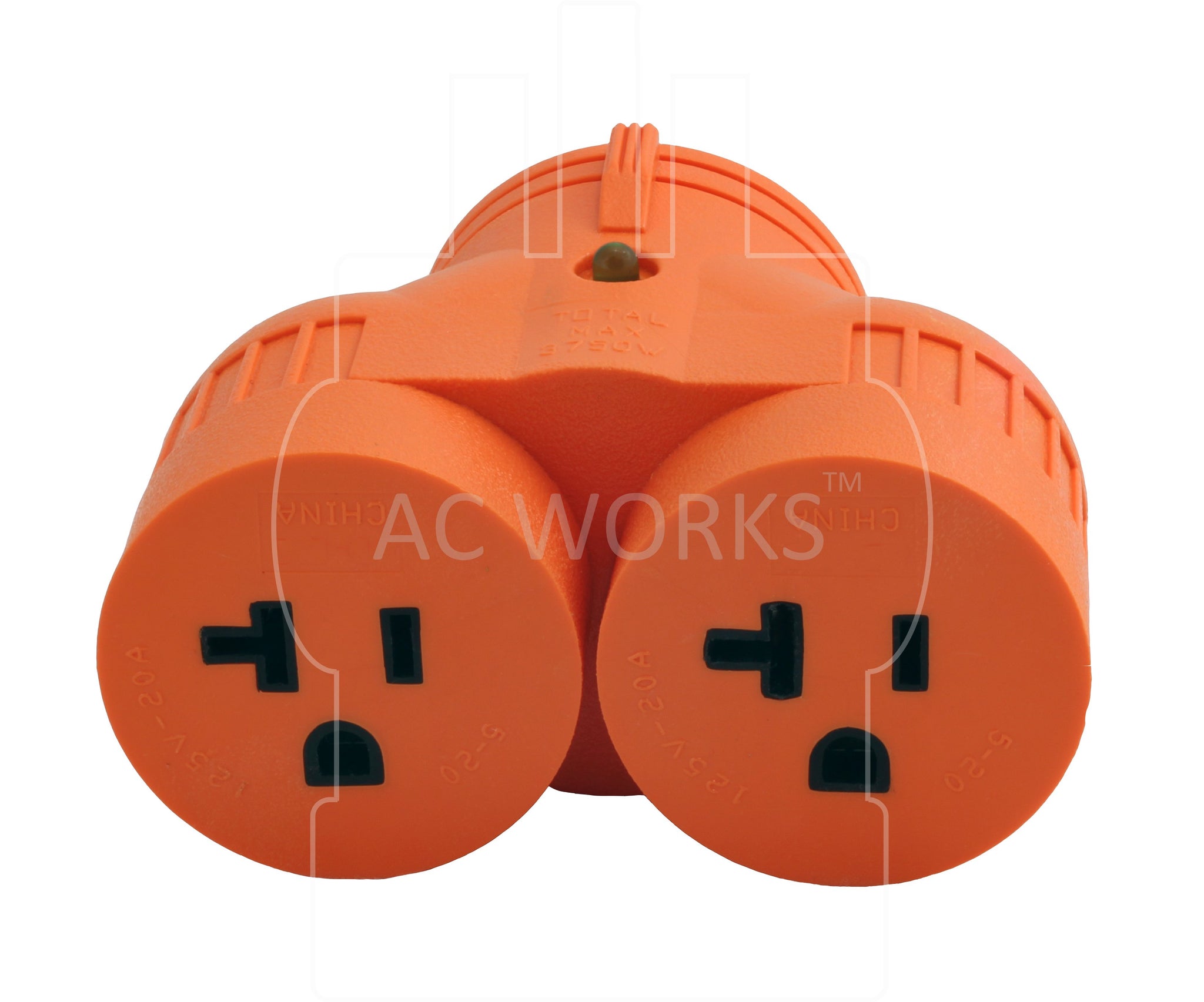 AC WORKS® V-DUO Outlet Adapter NEMA L14-30P to (2) 20 Amp T-Blades 