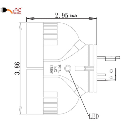 AC Works, AC Connectors, ADVL530L530, multi adapter, multiple outlet adapter, 1 to 2 outlet adapter, V adapter