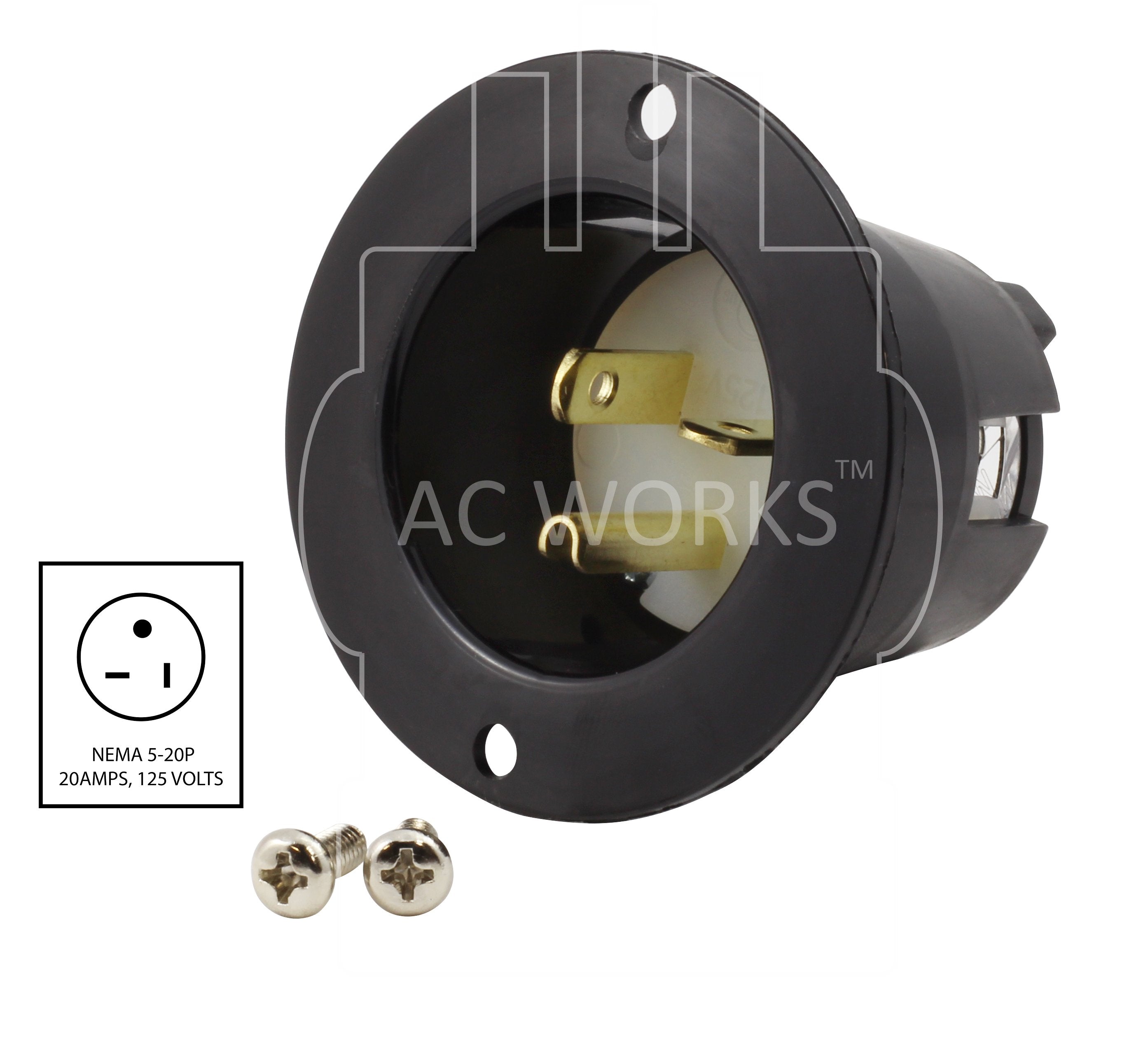 ASIN520P, AC Works, AC Connectors, NEMA 5-20P, 5-20P, 520P, 20 amp