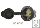 NEMA L7-30P male inlet with front cover, L730 male plug inlet, L730 inlet with front weather-proof cover