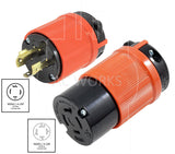 AC Works, NEMA L14-20P, L14-20P, L1420P, L1420, NEMA L14-20R, L14-20R, L1420R, 20 amp 4 prong plug, 20 amp 4 prong connector, locking plug and connector