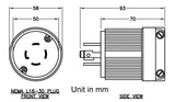 AC WORKS® [ASL1630P] NEMA L16-30P 3-Phase 30A 480V 4-Prong Locking Male Plug with UL, C-UL Approval