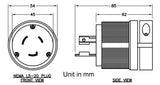 AC WORKS® [ASL520P] NEMA L5-20P 20A 125V 3-Prong Locking Male Plug With UL, C-UL Approval