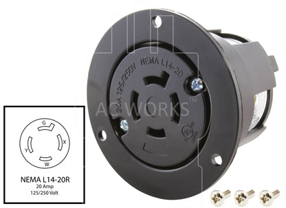 NEMA L14-20R 4-prong 20A 125/250V locking outlet