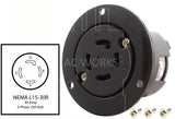 NEMA l15-30R 30A 250V 3-phase locking outlet