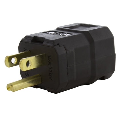 AC WORKS® [ASQ515P] NEMA 5-15P 15A 125V Clamp Style Square Household Plug with UL, C-UL Approval