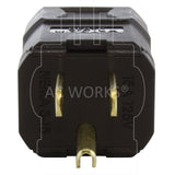 AC WORKS® [ASQ515P] NEMA 5-15P 15A 125V Clamp Style Square Household Plug with UL, C-UL Approval