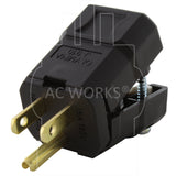 AC WORKS® [ASQ515P] NEMA 5-15P 15A 125V Clamp Style Square Household Plug with UL, C-UL Approval