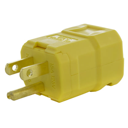 AC WORKS® [ASQ515P] NEMA 5-15P 15A 125V Clamp Style Square Household Plug with UL, C-UL Approval