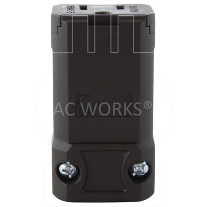 AC WORKS® [ASQ515R] NEMA 5-15R 15A 125V Clamp Style Square Household Female Connector with UL, C-UL Approval