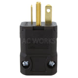 AC WORKS® [ASQ520P-BK] NEMA 5-20P 20A 125V Clamp Style Square Plug with UL, C-UL Approval