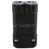 AC WORKS® [ASQ520R-BK] NEMA 5-15/ 20R 15/ 20A 125V Clamp Style Square Household Connector with UL, C-UL Approval
