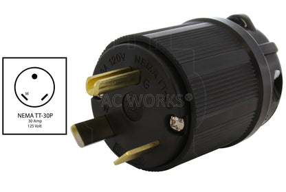 NEMA TT-30P 30A 125V 3-prong RV replacement plug