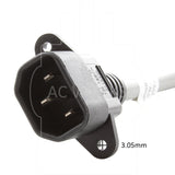 C14 plug, C14 plug with mounting holes, mounting bracket for extra security