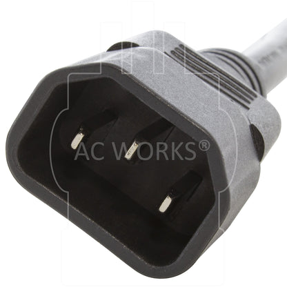 AC WORKS® [CC14Y515] Up to 7ft 10A 18/3 Medical Grade Y-Cable with Two NEMA 5-15R Connectors