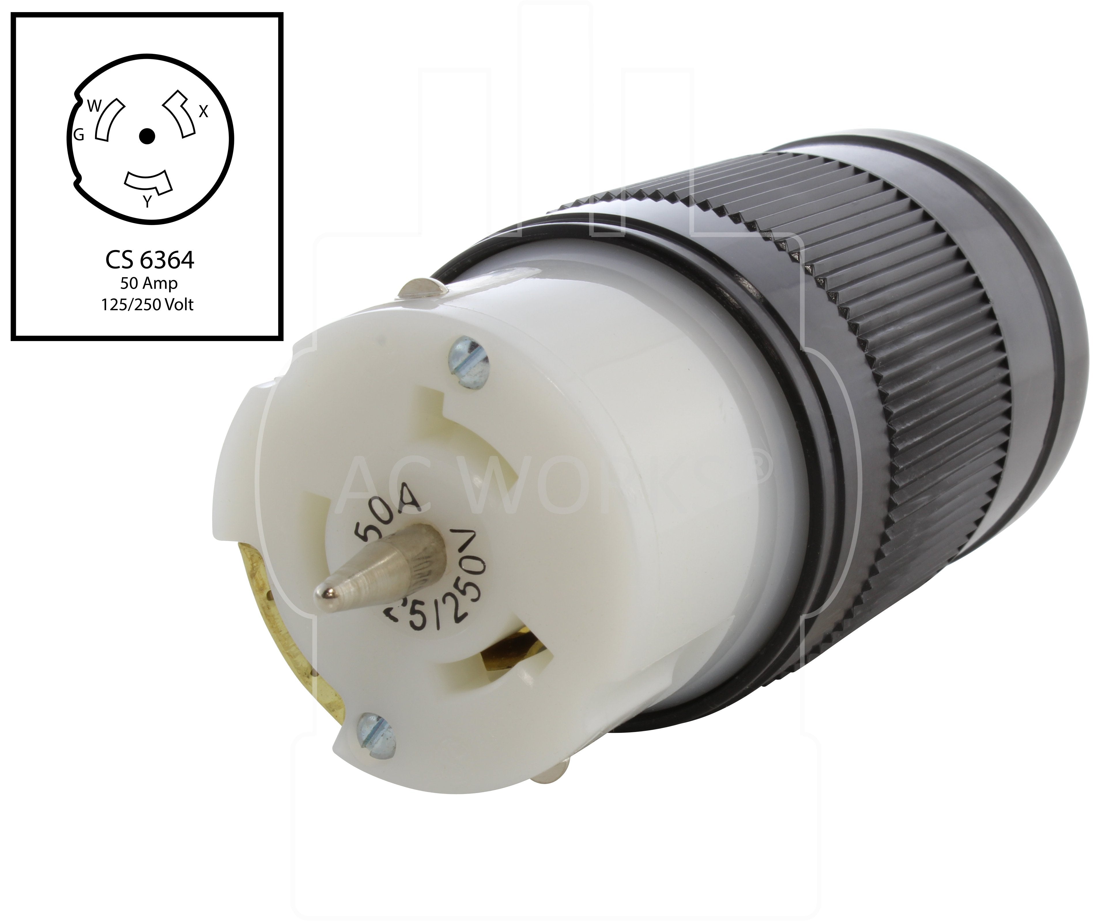 CS6364, California Standard 6364, 50 amp 125/250 volt locking female connector, 6364 connector